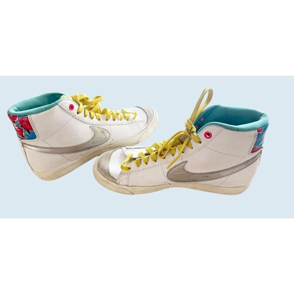 NIKE Blazer Mid '77 GS White Vivid Sulfur Hi Top Sneaker Sz 7 - Picture 7 of 8